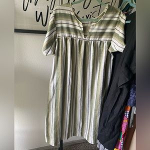 Vintage Green Striped Dress